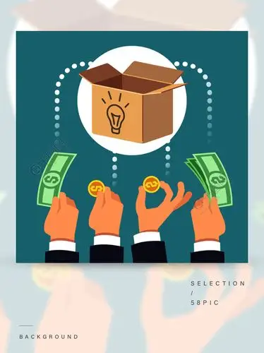赞助和投资矢量背景图众筹概念社会企业筹集资金并投资新想法矢量背景