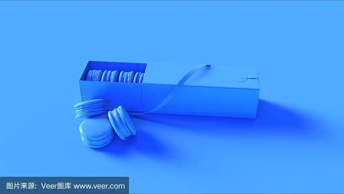 蓝色的马卡龙,在一个别致的盒子里