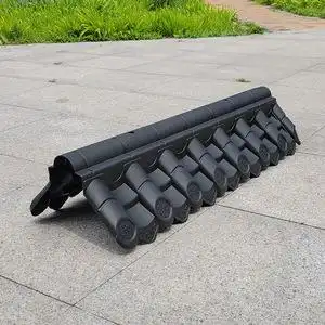 围墙压顶墙帽单面一体带脊瓦压顶院墙装饰仿古墙头合成树脂塑料瓦