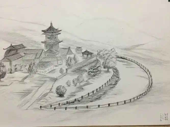 素描风景|月牙泉 - 简书