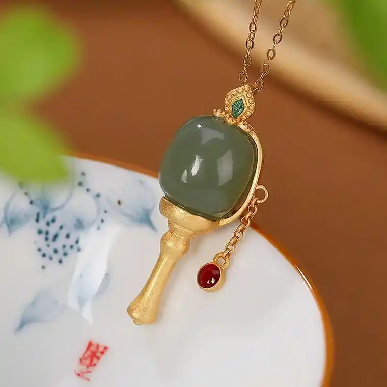 s925纯银镀金和田玉且末蓝老型珠路路通女 - 抖音