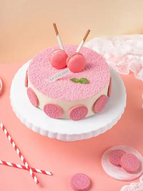 粉粉嫩嫩的少女心奥利奥饼干蛋糕