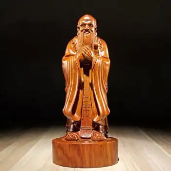 仙莱阁雕刻人物先师孔子雕像摆件孔夫子雕像家居装饰红木教师送礼精雕