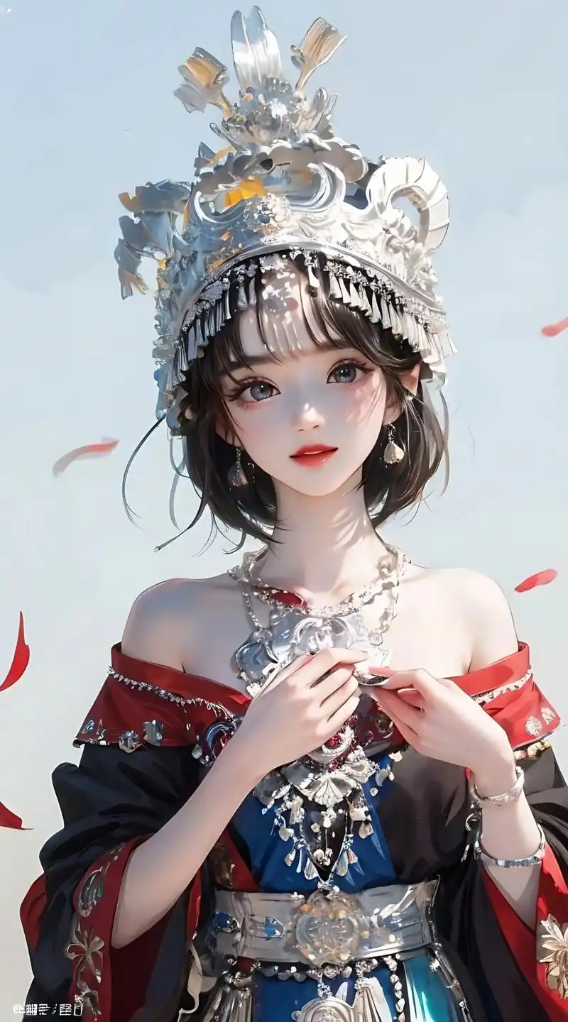 苗族风格小姐姐来喽#动漫壁纸 #图文伙伴计划 #民族风 #送 - 抖音