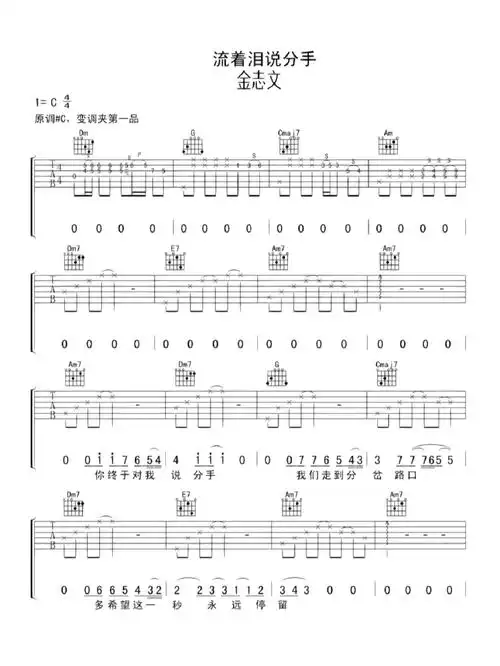 流着泪说分手吉他谱