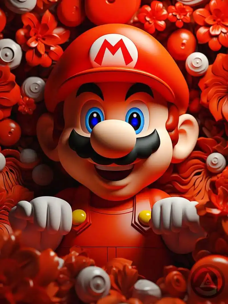 5.4k超清壁纸|超级马里奥 09 中国红