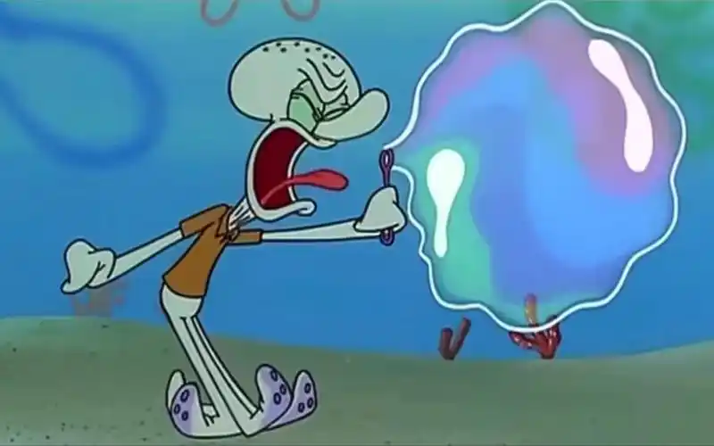 吹泡泡的章鱼哥