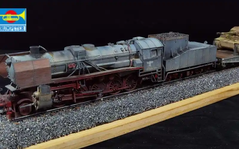 【军模制作】德意志"战争机车"br52型蒸汽机车 80吨平板车搭载虎式