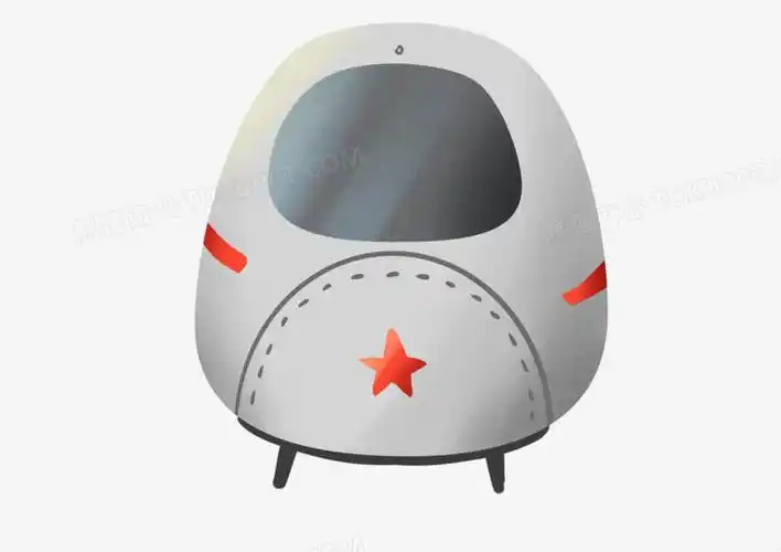 手绘卡通可爱银色太空舱