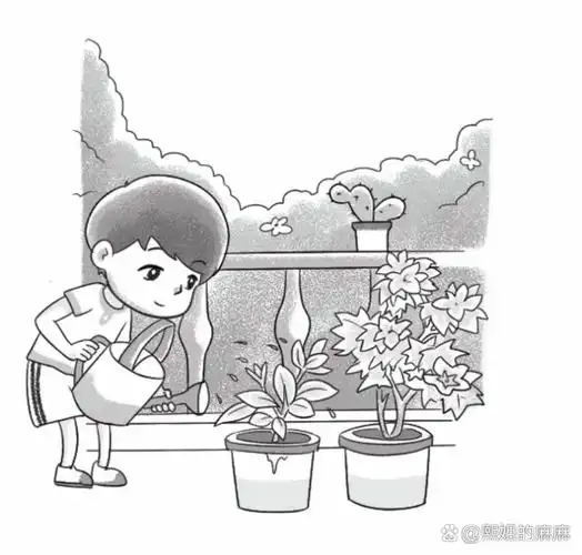 [小红花]小学生看图写话——简单三步从20字到200字《给小花浇水》 1.