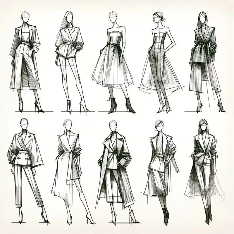服装设计效果图之草稿合集分享.#服装设计手绘 #怎么画衣服褶 - 抖音