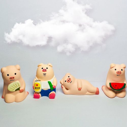 zakka可爱小猪 卡通呆萌治愈系创意树脂小摆件 送学生朋友小礼物