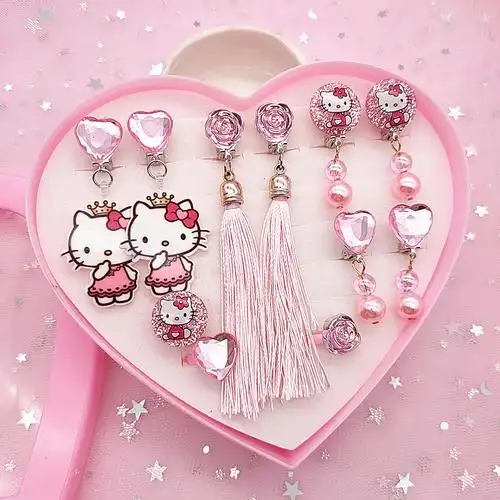 韩版儿童耳环耳夹无耳洞宝宝公主可爱卡通女孩女童假耳坠流苏个性