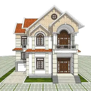 欧式别墅su模型,别墅skp模型下载