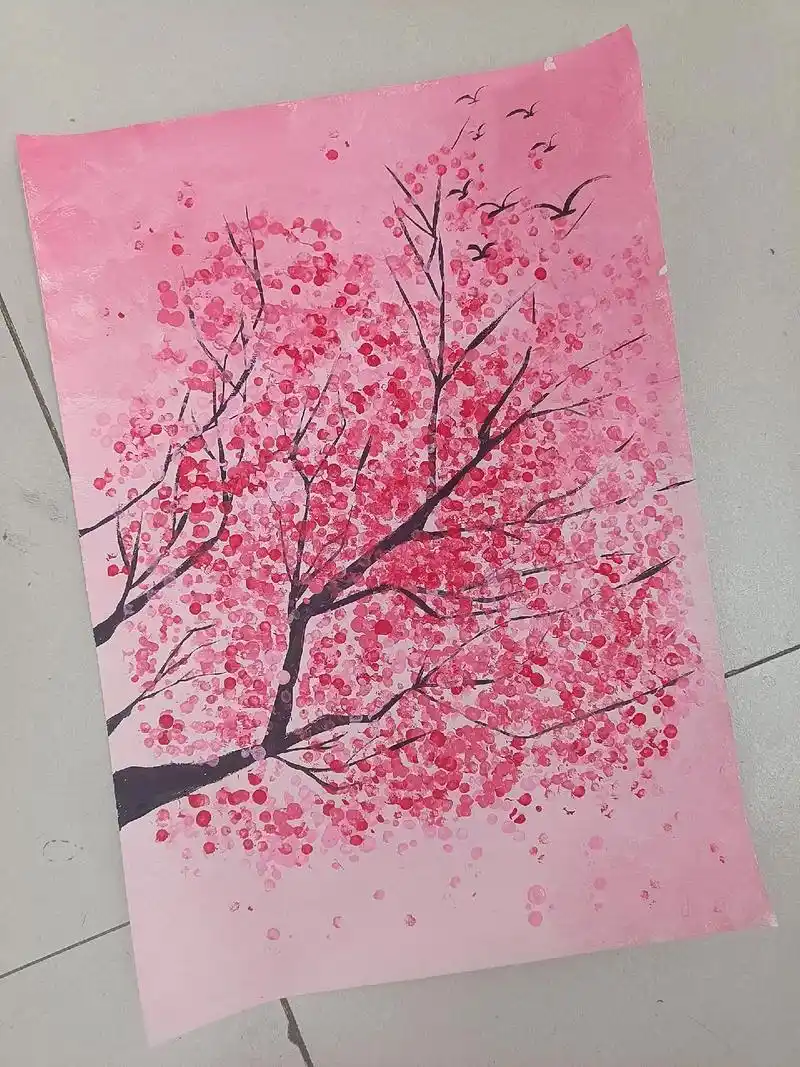 春天.#水粉 #儿童水粉 #水粉画教学 #水粉画简单入门教程 - 抖音