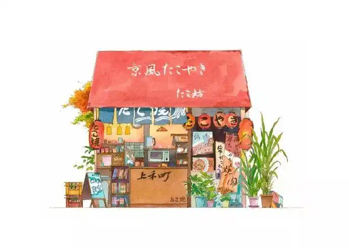 水彩手绘 | 水彩超级有味道的杂货小店~_水粉_零二七艺考