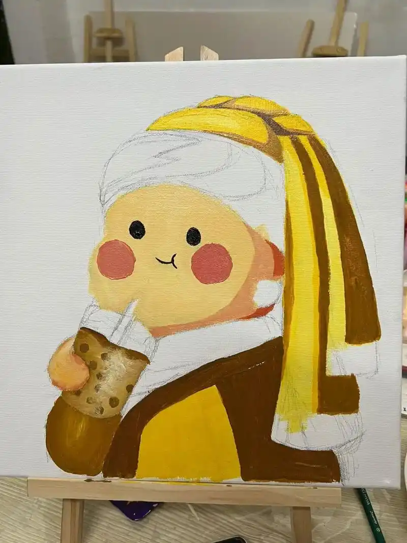 世界名画之《喝珍珠奶茶的耳环少女》