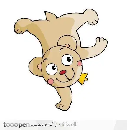 单手倒立的小熊插画素材