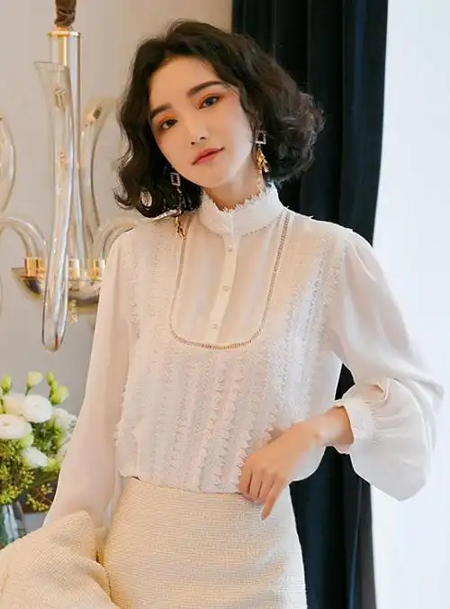 欧惑chic早秋衬衫女长袖2018新款韩范港味白色衬衣女秋季女装上衣