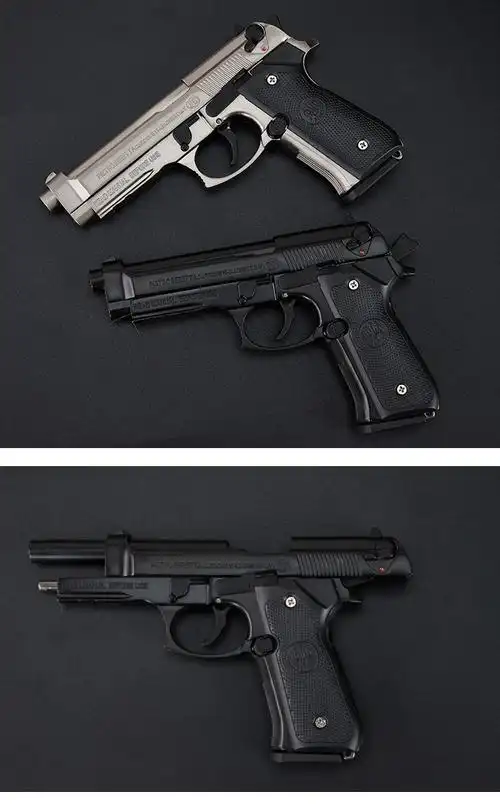 05伯莱塔m92a1大号抛壳模型金属仿真合金枪 不可发射 黑色 消音器【10