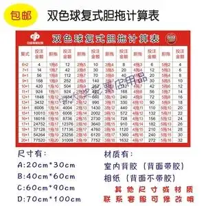 福彩双色球复式胆拖投注金额计算表 胆拖复式表格 双色球宣传资料