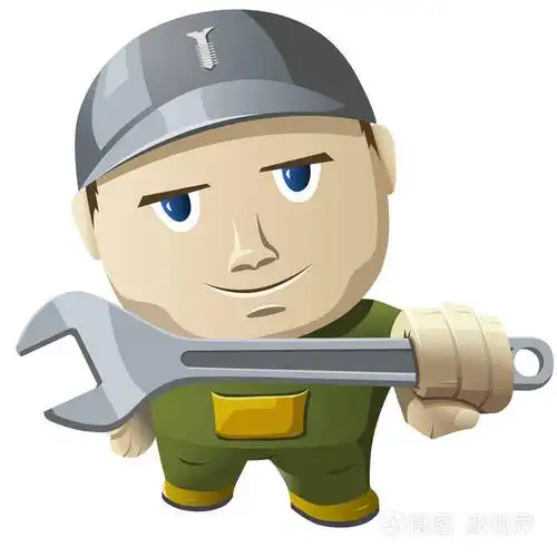 卡通机械师持有一把扳手