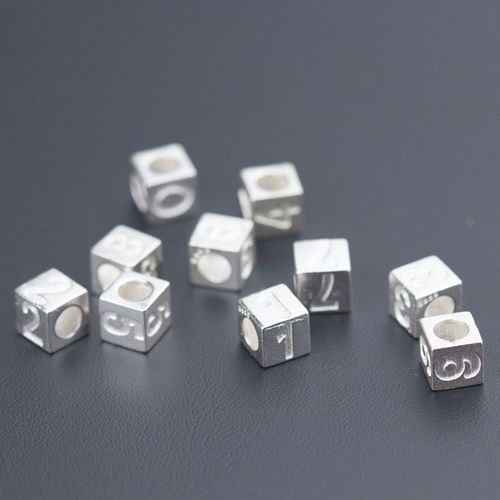925纯银数字隔珠diy手工串珠配件 编红绳手链数字0-9隔片编织散珠