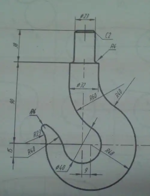 机械制图习题集,吊钩画法.