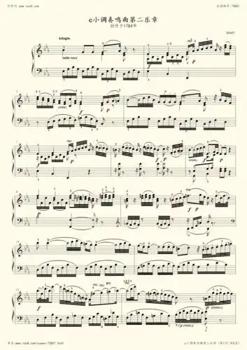 钢琴谱:莫扎特c小调钢琴奏鸣曲(k457)第二乐章