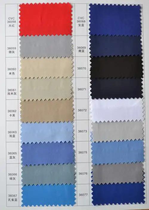 cvc精梳细斜纹:  c60/t40     32*32 130*70现货颜色 涤棉防静电细