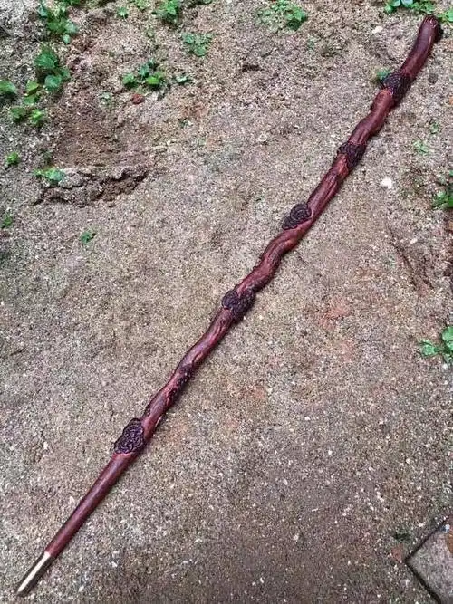 印度小叶紫檀拐杖 定海神针小叶紫檀纯铜金箍棒不求人拐杖棒六垅阁