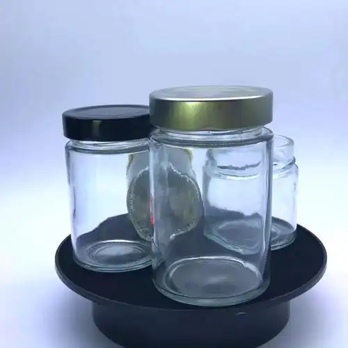 食品级380毫升空玻璃食品包装罐蜂蜜果冻深金属盖