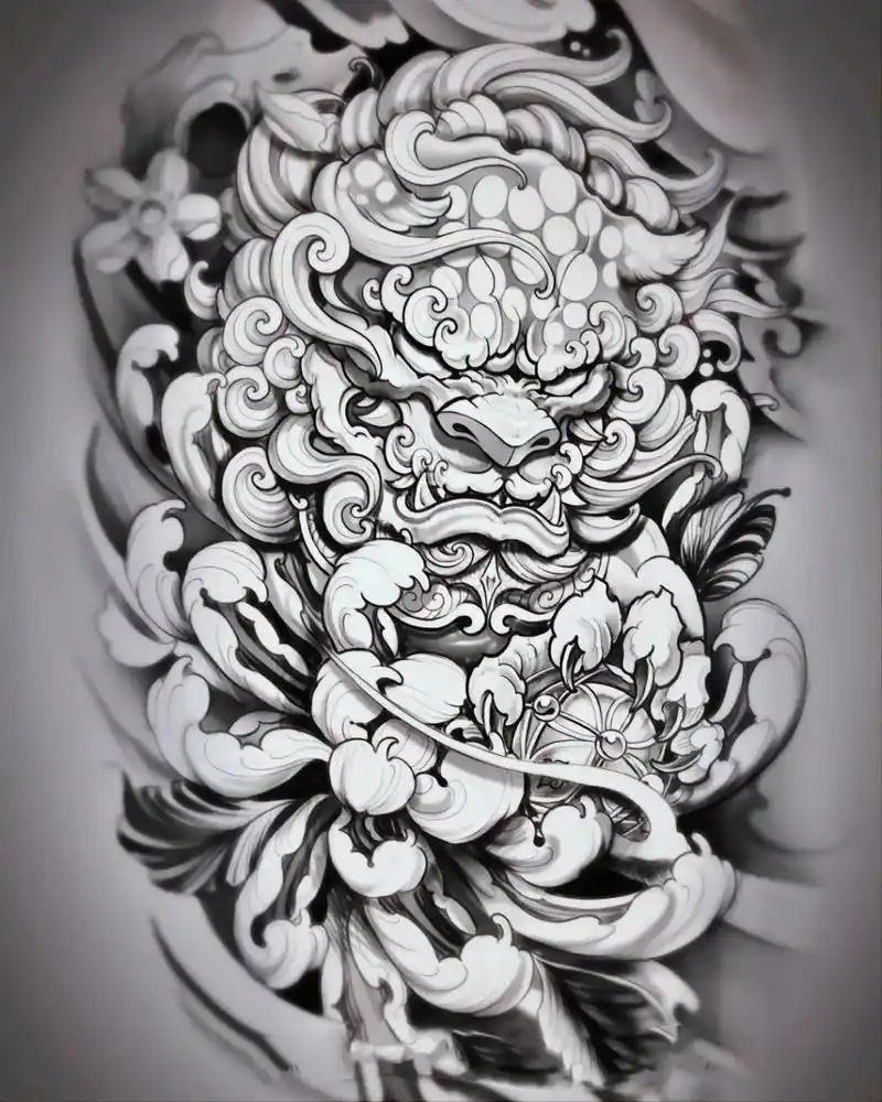 一波唐狮组合纹身手稿 唐狮