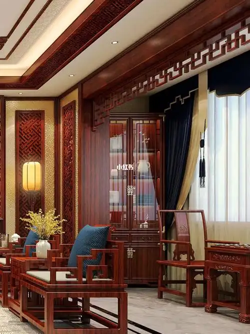 河北客户的380平豪华新古典中式大宅整装之会客厅红木整装装修,全屋