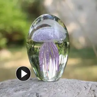水晶球发光水母琉璃工艺摆件海洋动物鱼缸造景生日礼物毕业纪念品