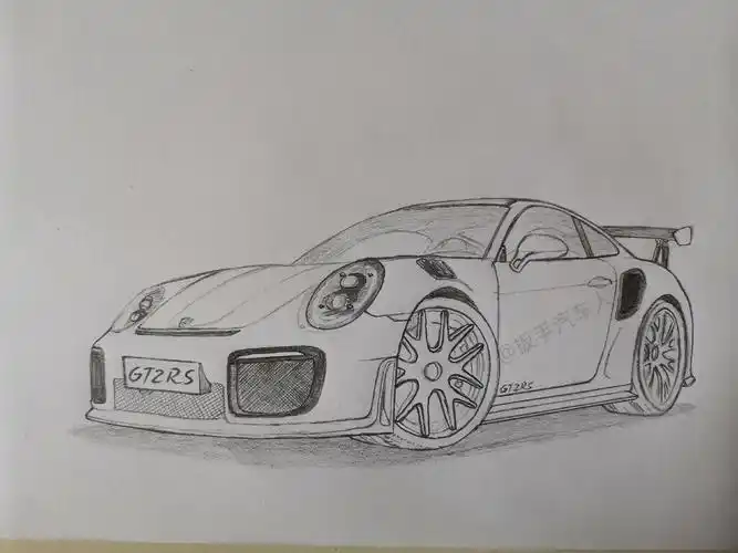 今天画一幅"蛙王"保时捷gt2rs,合法上路的"赛车",绰号