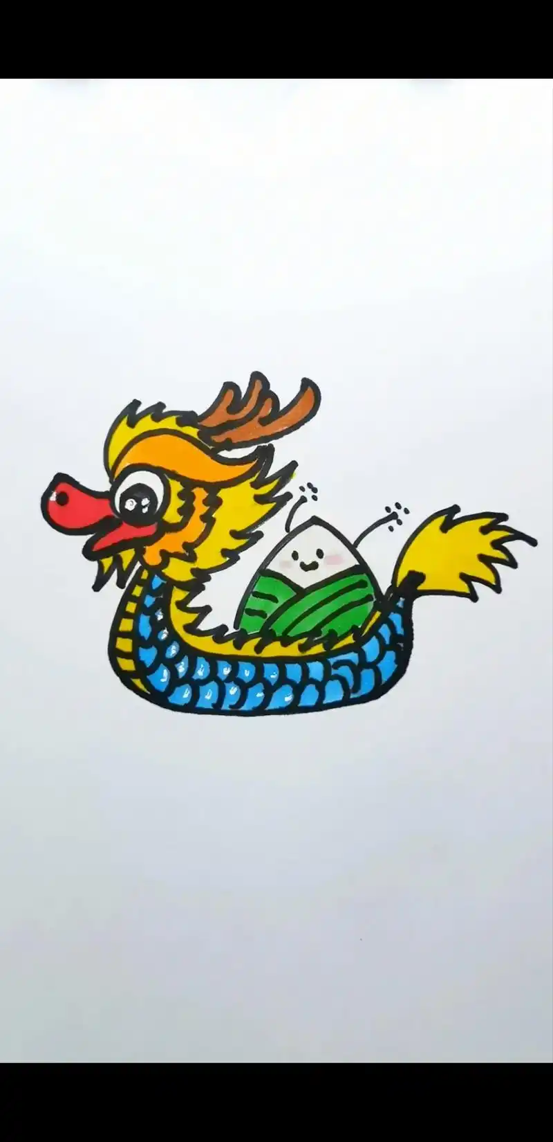 95可爱龙舟手绘教程95.93三个圆画出眼睛, 93s线画出眉毛.