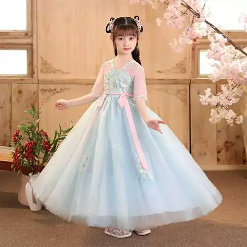 汉服女童夏季2022新款古风襦裙女孩中国风唐装公主裙儿童超仙长裙