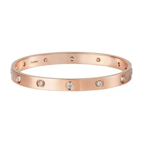 [即拍即得][9.9新]卡地亚cartier 女士玫瑰金十钻手镯