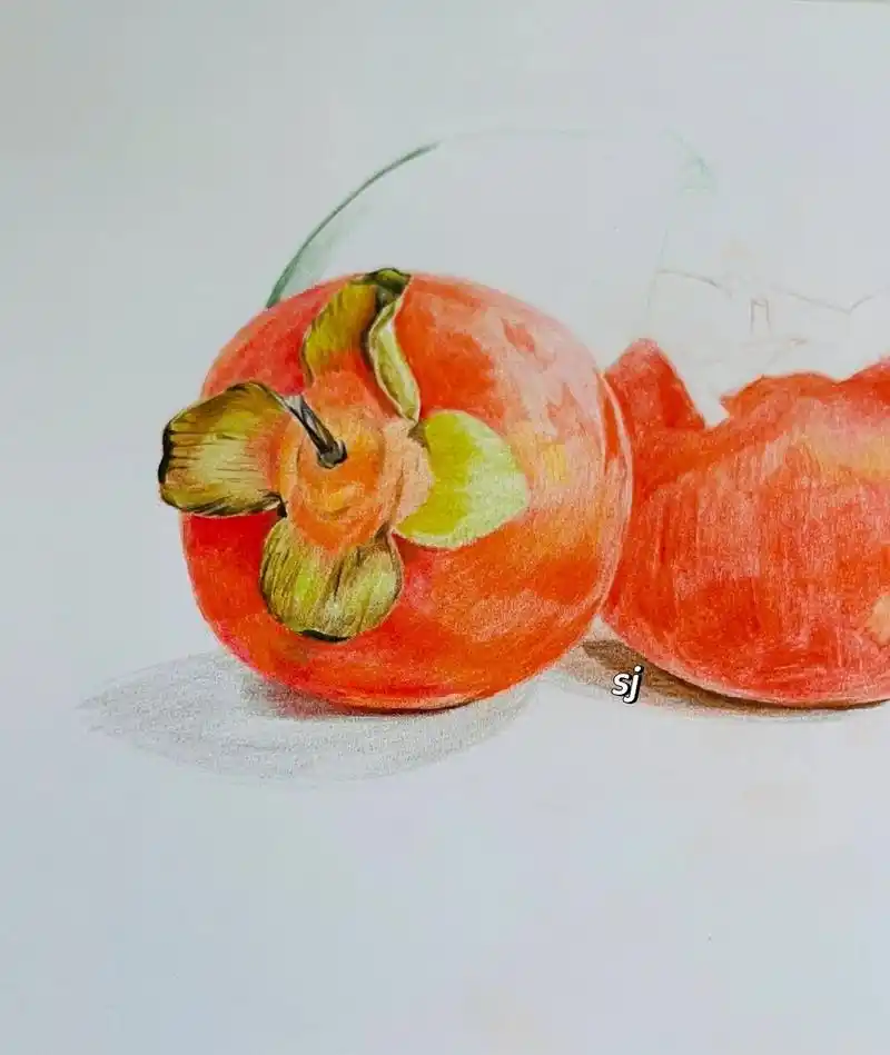 柿柿如意彩铅柿子 原创作品分享给大家