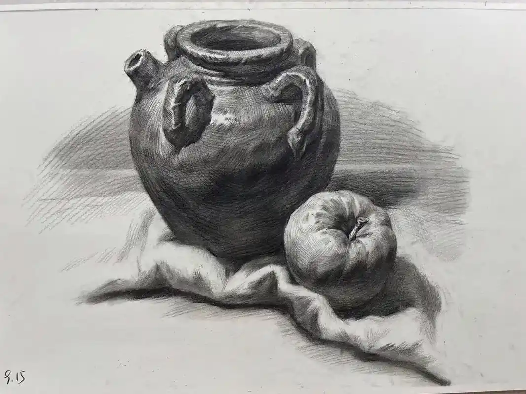 两个物体小组合#素描静物 #美术生日常 #画画 #静物 #画 - 抖音