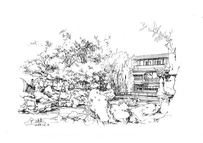 20:28:21狮子林-节点速写1喜欢硬笔手绘建筑,风景晚班ly