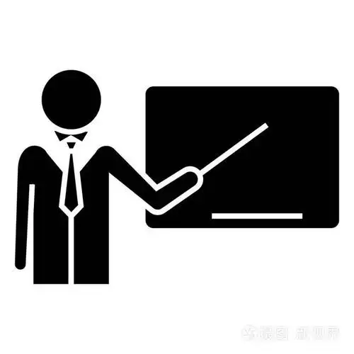 讲师-演示文稿与指针图标,矢量插画,孤立的背景上的黑色标志