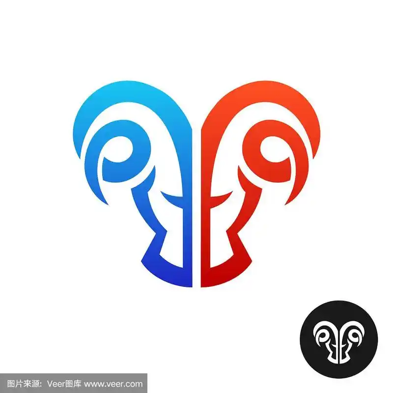 公羊头标志创意双子严肃公羊标志