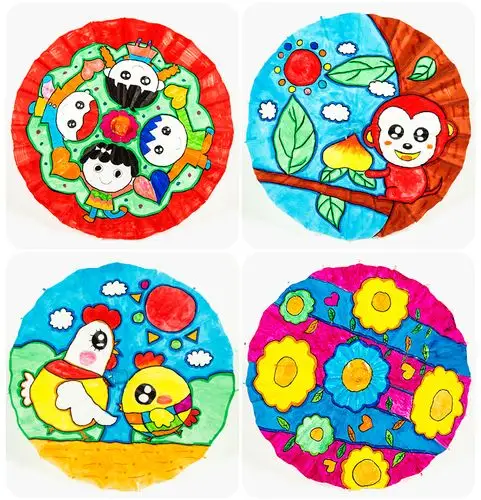 手绘纸伞儿童手工diy绘画纸伞 空白纸伞幼儿园涂鸦美术创意材料