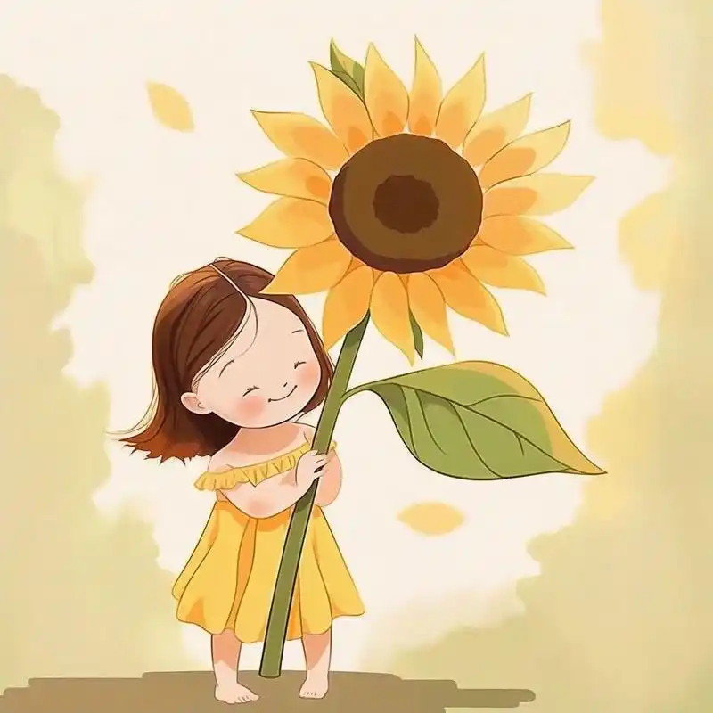 治愈系美图:向日葵女孩,仿佛阳光下的小精灵.#头像# #微信头像
