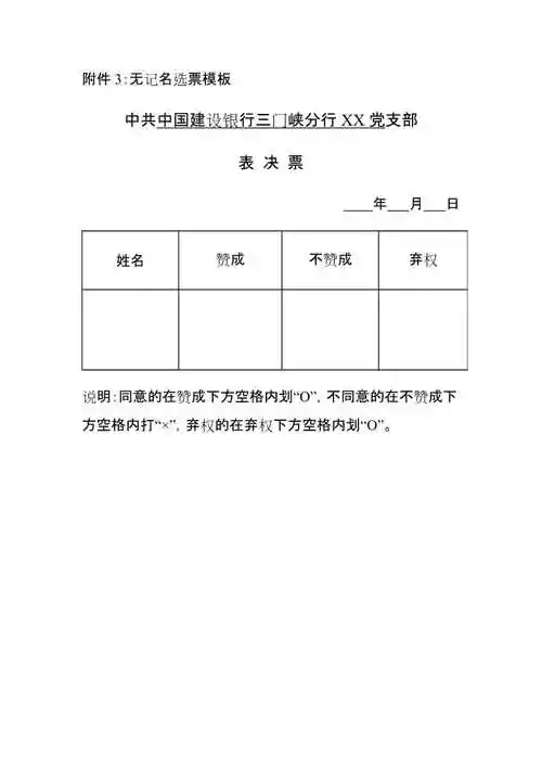 无记名选票及汇总模板