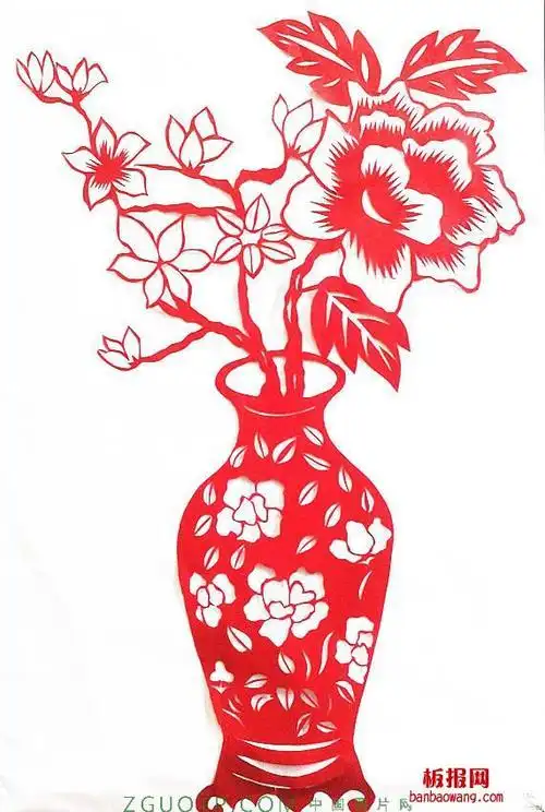 剪纸牡丹花瓶图片大全
