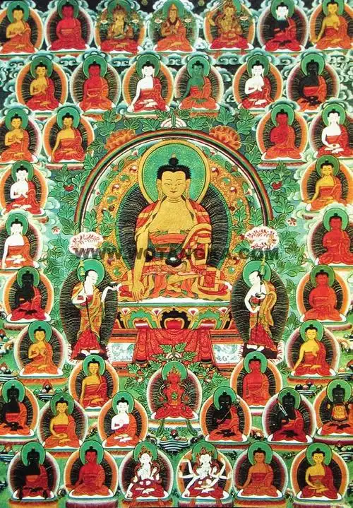 沃唐卡编号ac14512:三十五佛(thirty-five buddhas)