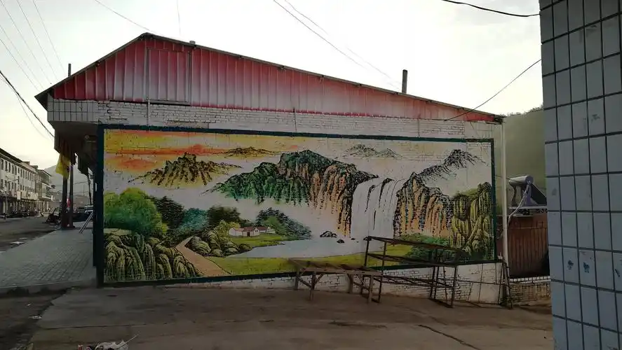 山西艺彩墙绘新农村文化墙国画山水风景系列